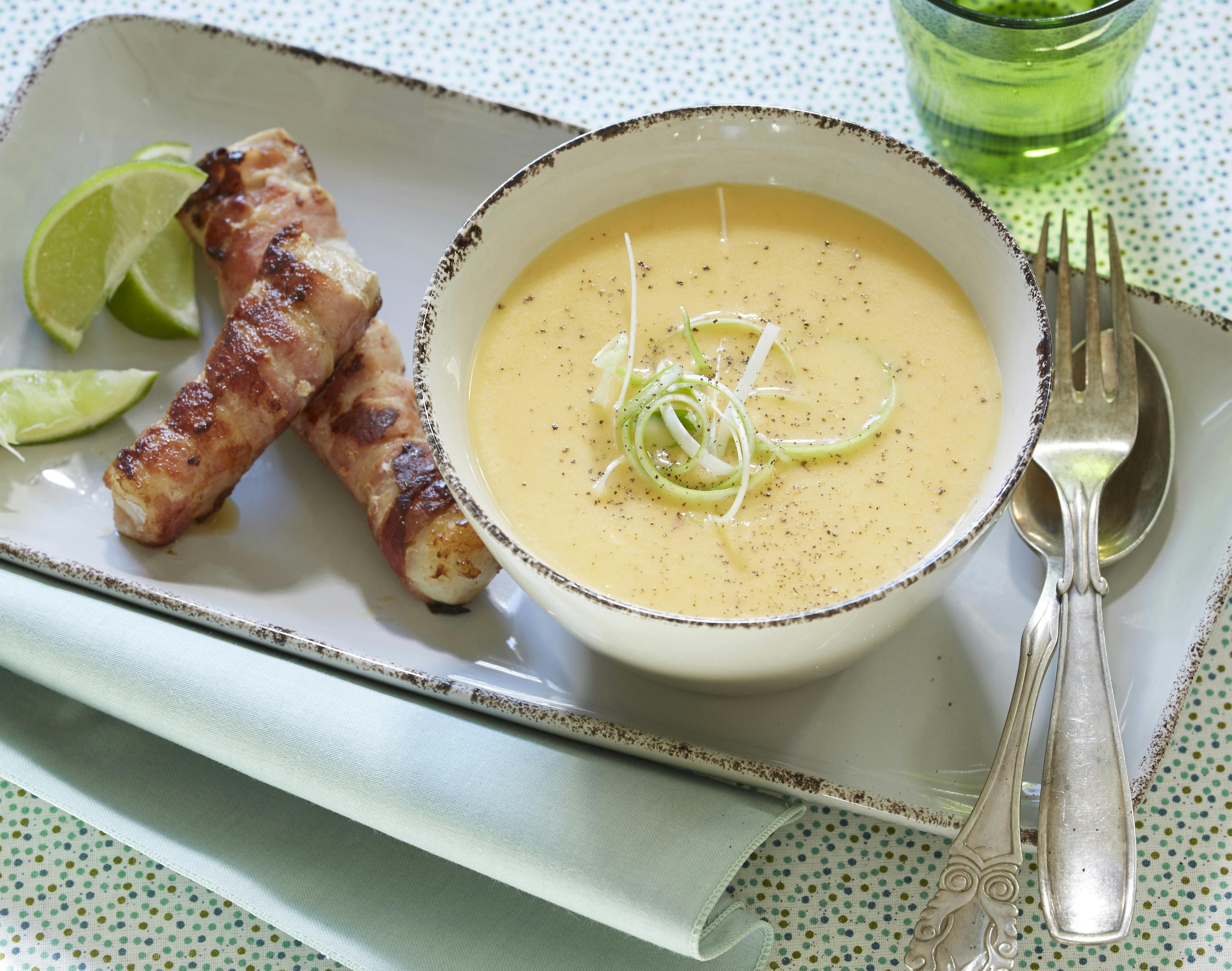 Rodfrugtsuppe med torsk