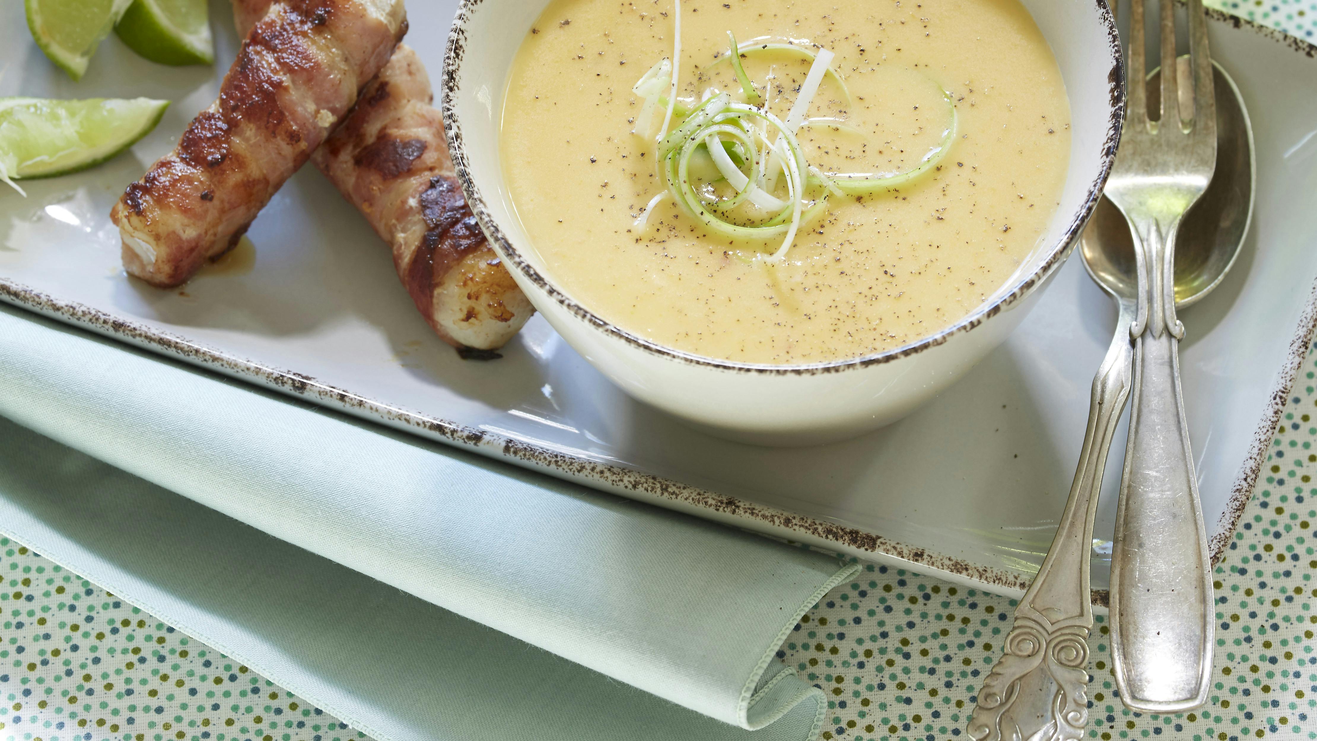 Rodfrugtsuppe med torsk