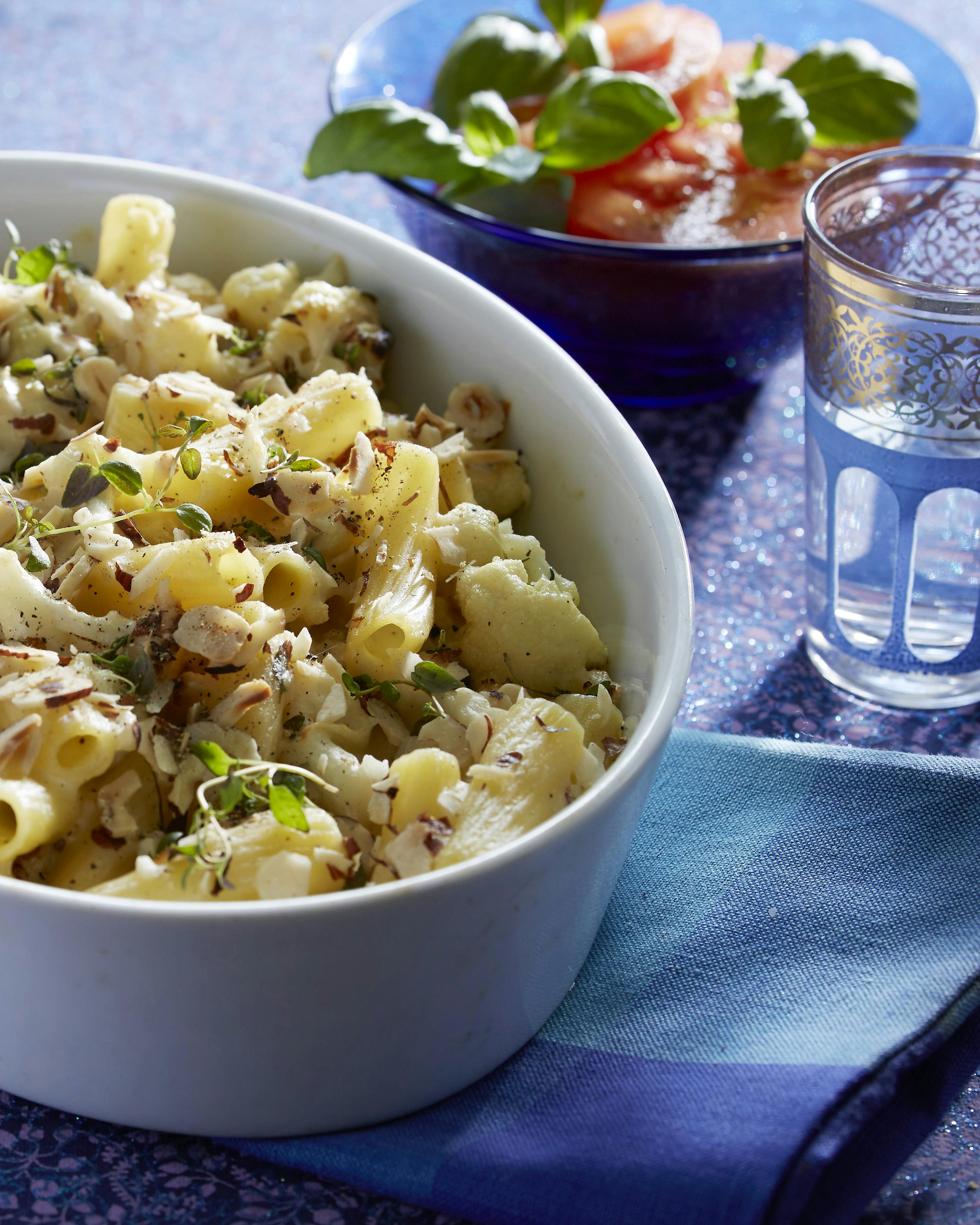 Gratineret blomkål og pasta