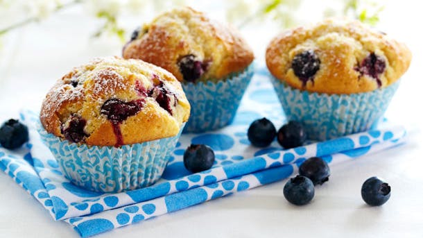 Blåbærmuffins med hele bær