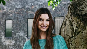 Turkis strikket bluse