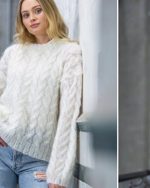Strik: Hvid sweater med snoninger