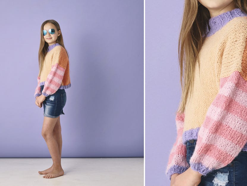 farverig strik: stribet sweater til tweens