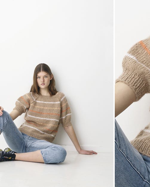 Strik: Raglan med korte ærmer