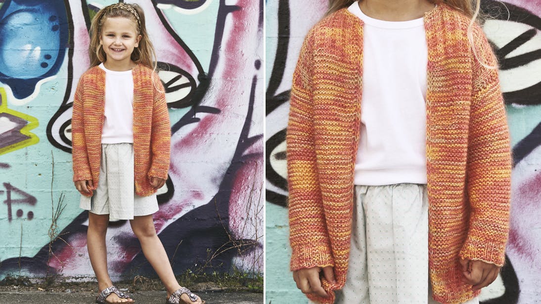 Strik: Cardigan i retstrik til børn