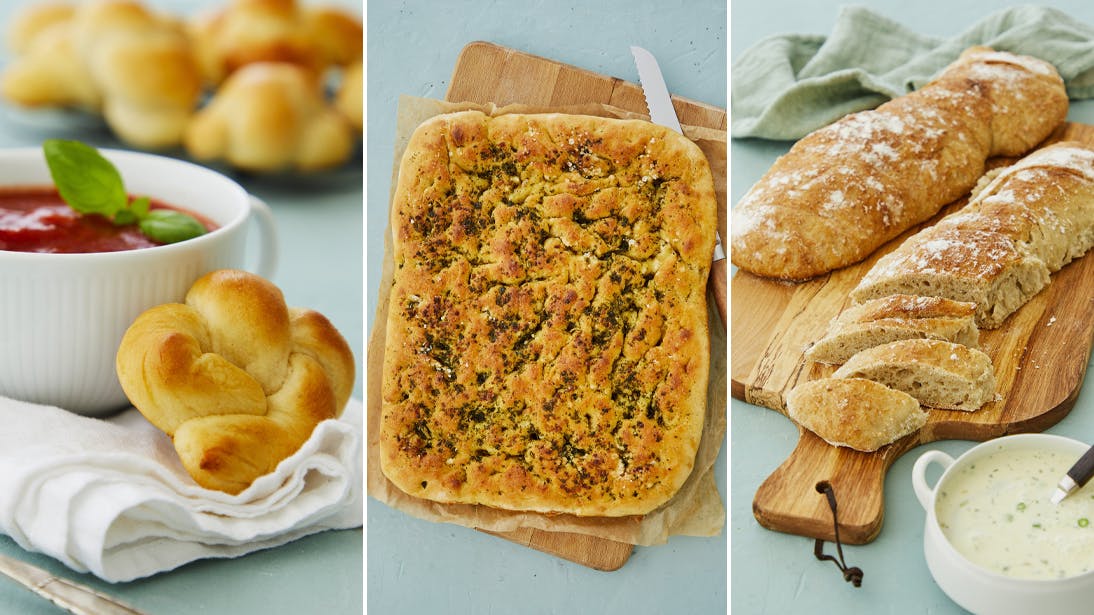 Når der står suppe på middagsbordet, er det hyggeligt at servere små hjemmelavede kuvertbrød, saftigt hvidløgsbrød eller koldhævede flutes ved siden af.