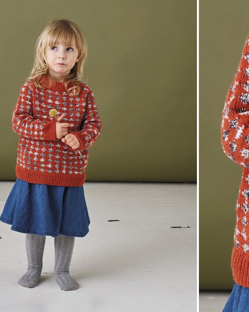 Strik en varm sweater til de mindste her i juletiden. Her får du strikkeopskriften på en julesweater med et fint ternet mønster.