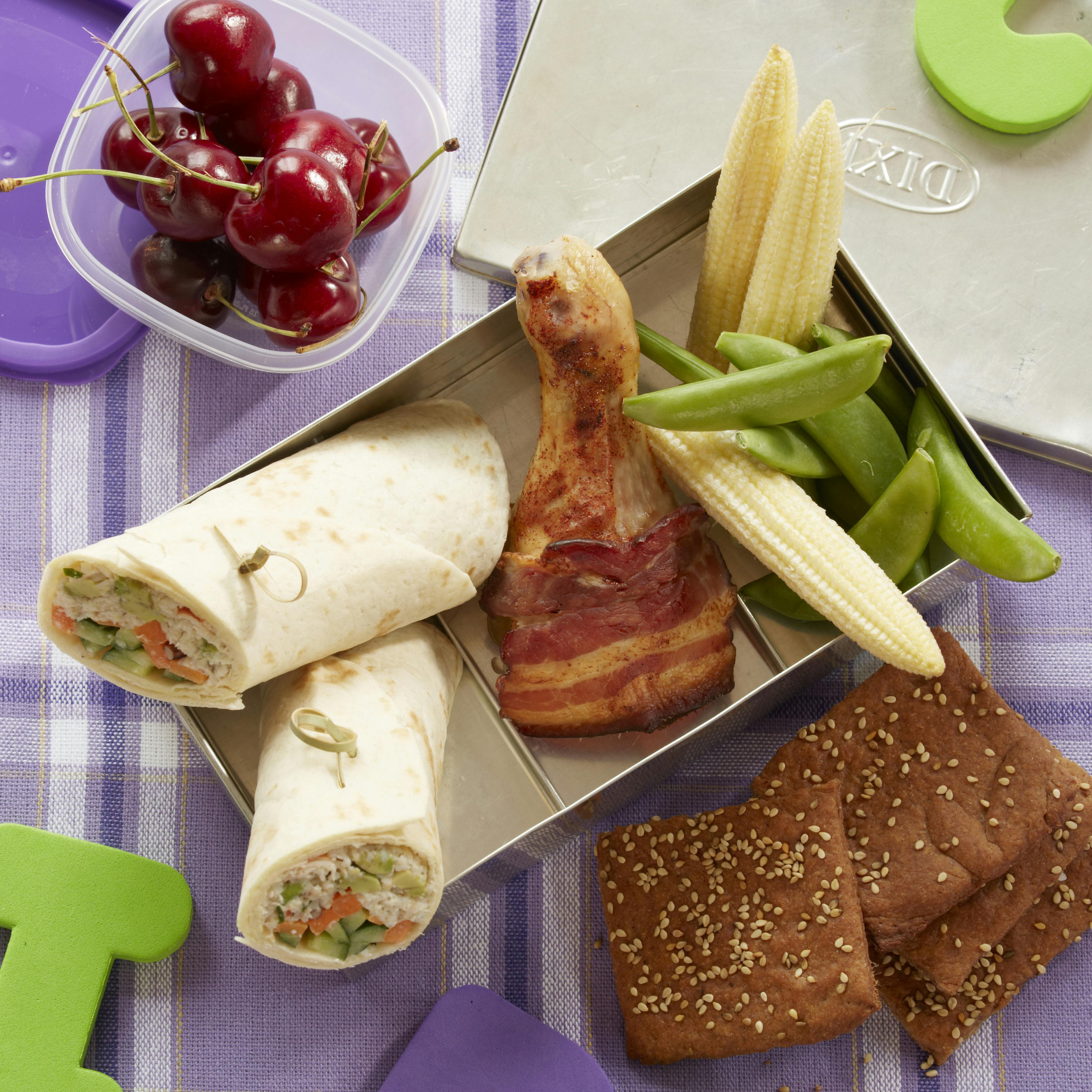 Wraps med krabbekød og grøntsager