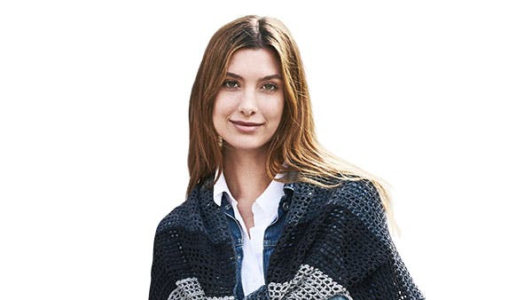 Hækleopskrift på sjal med striber