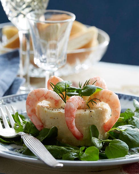 Hellefiskmousse med rejer