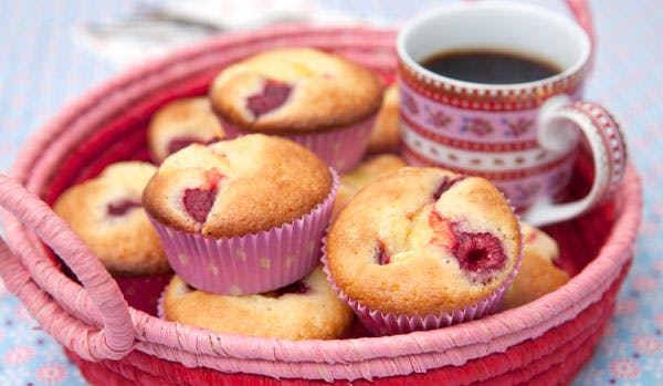 muffins med hindbær 