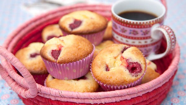 muffins med hindbær