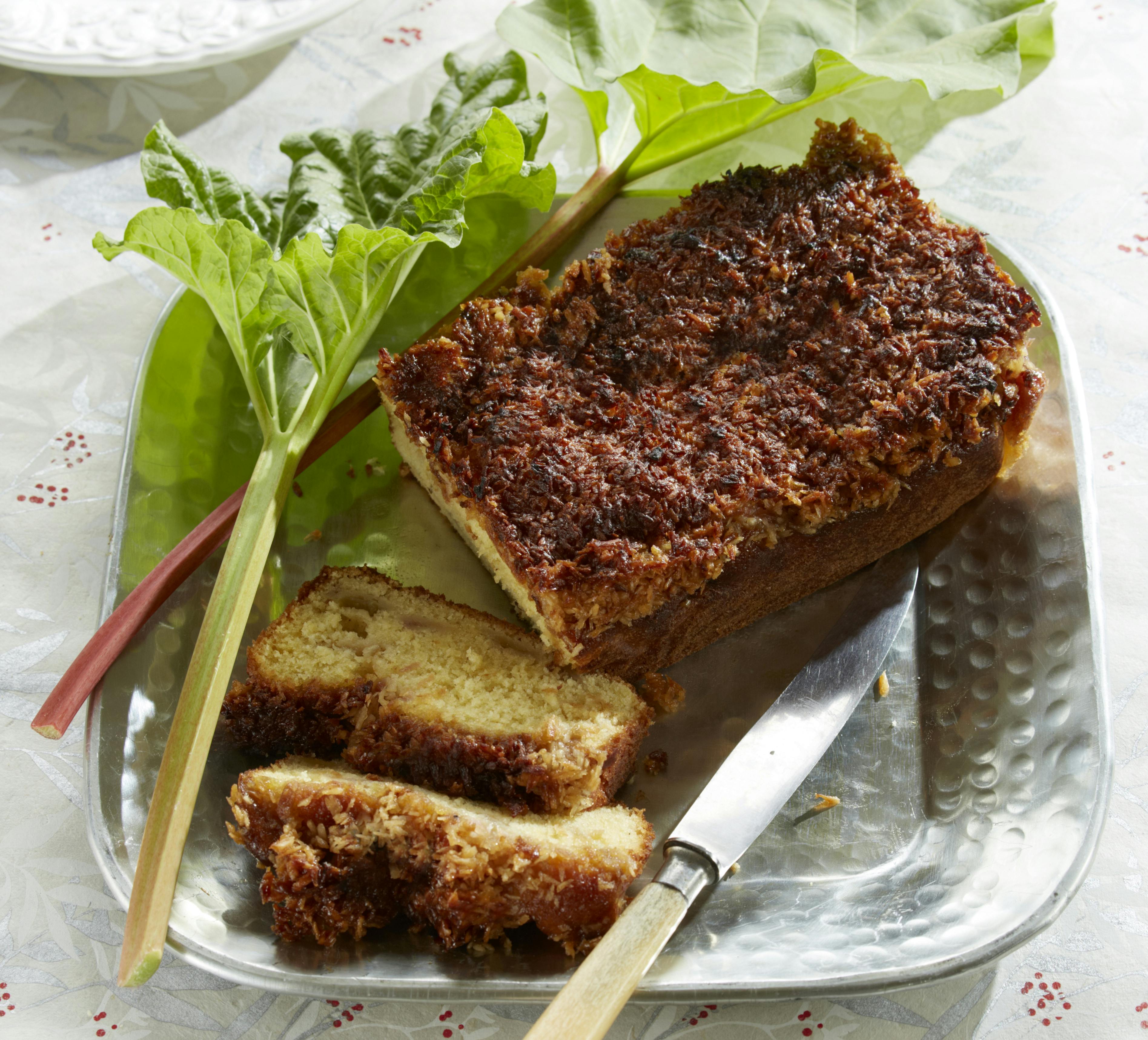 Rabarberkage med kokostopping