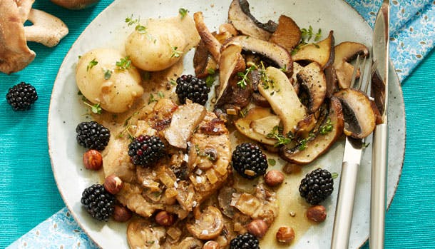 Vildt-stegte koteletter med svampevildt-sauce 