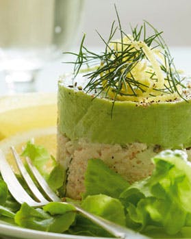 Krabbe med blomkål og avocadocreme