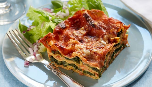 Lasagne med parmaskinke og spinat 