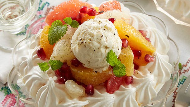 Dessert til påske: Marengsreder med citrussalat