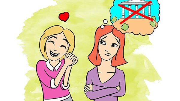 Tegning med to kvinder