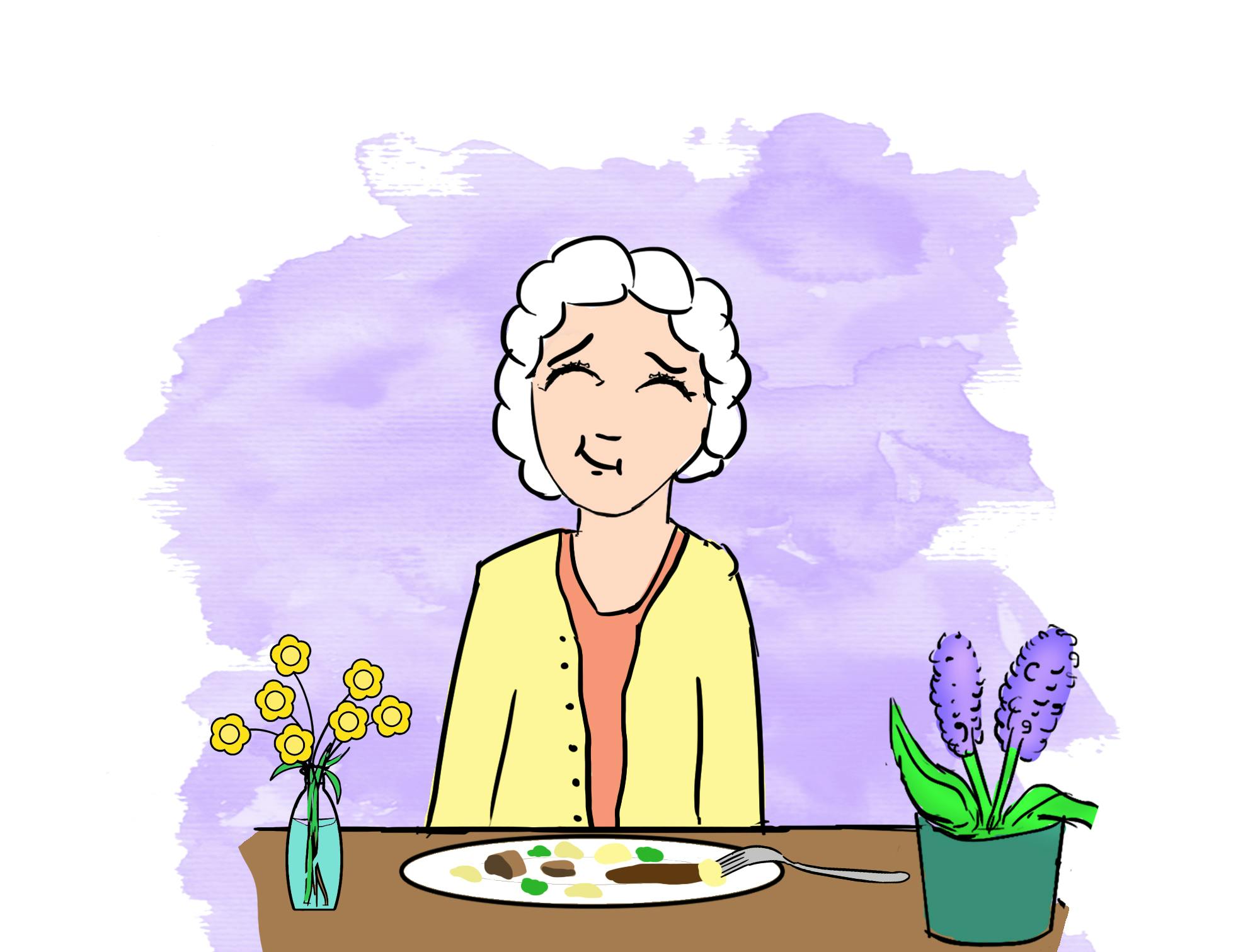 Illustration af kvinde der ikke vil spise - Puk Elgårds brevkasse