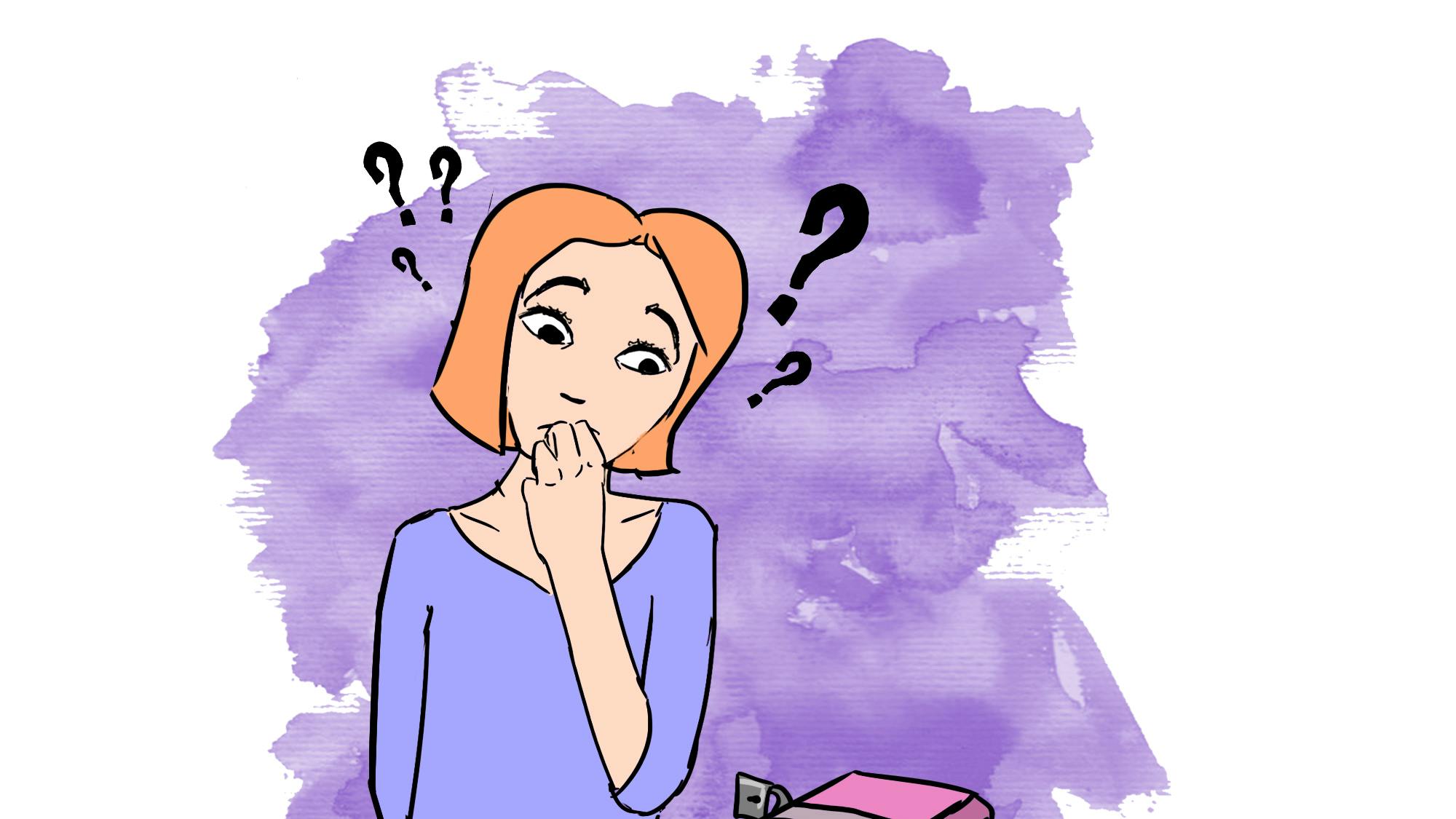 En dame overvejer at kigge i sin mors dagbog - illustration til Puk Elgårds brevkasse