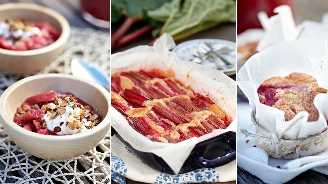 3 desserter med rabarber