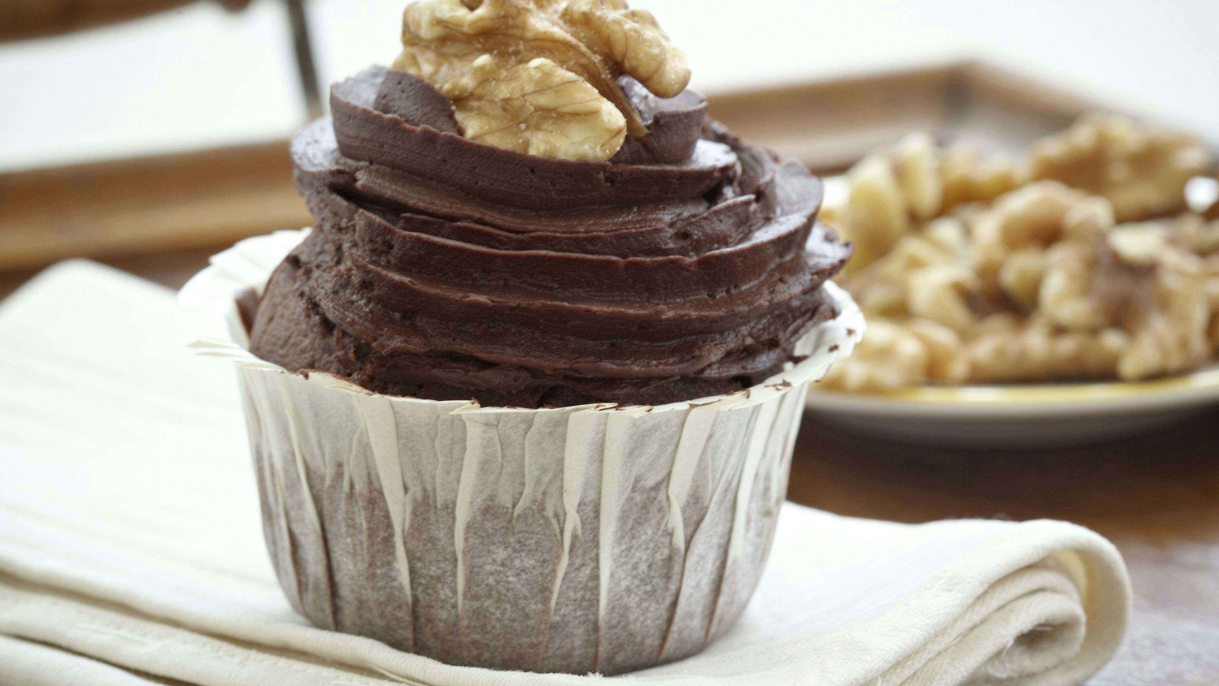 Brownie-muffins med valnødder