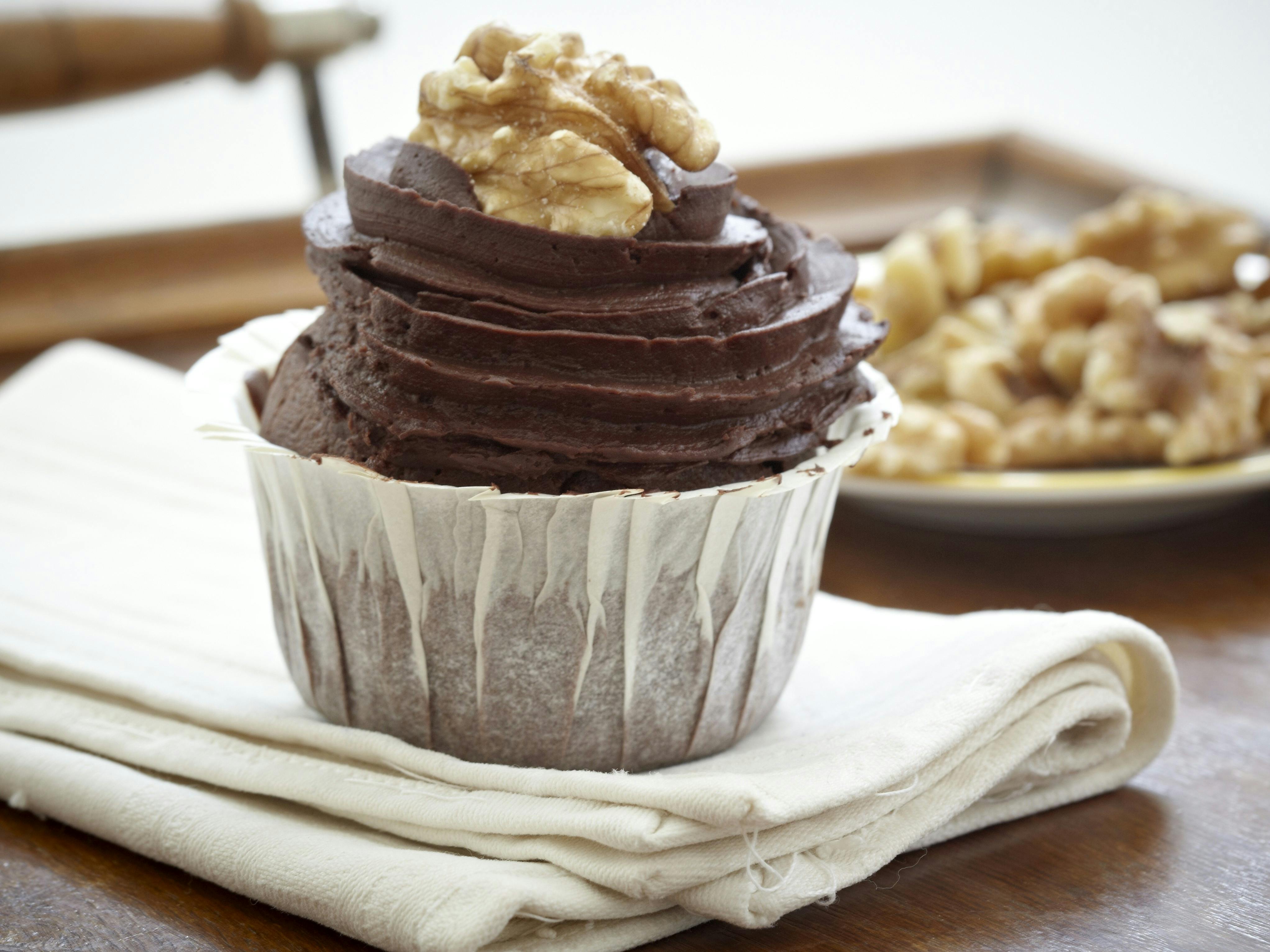 Brownie-muffins med valnødder