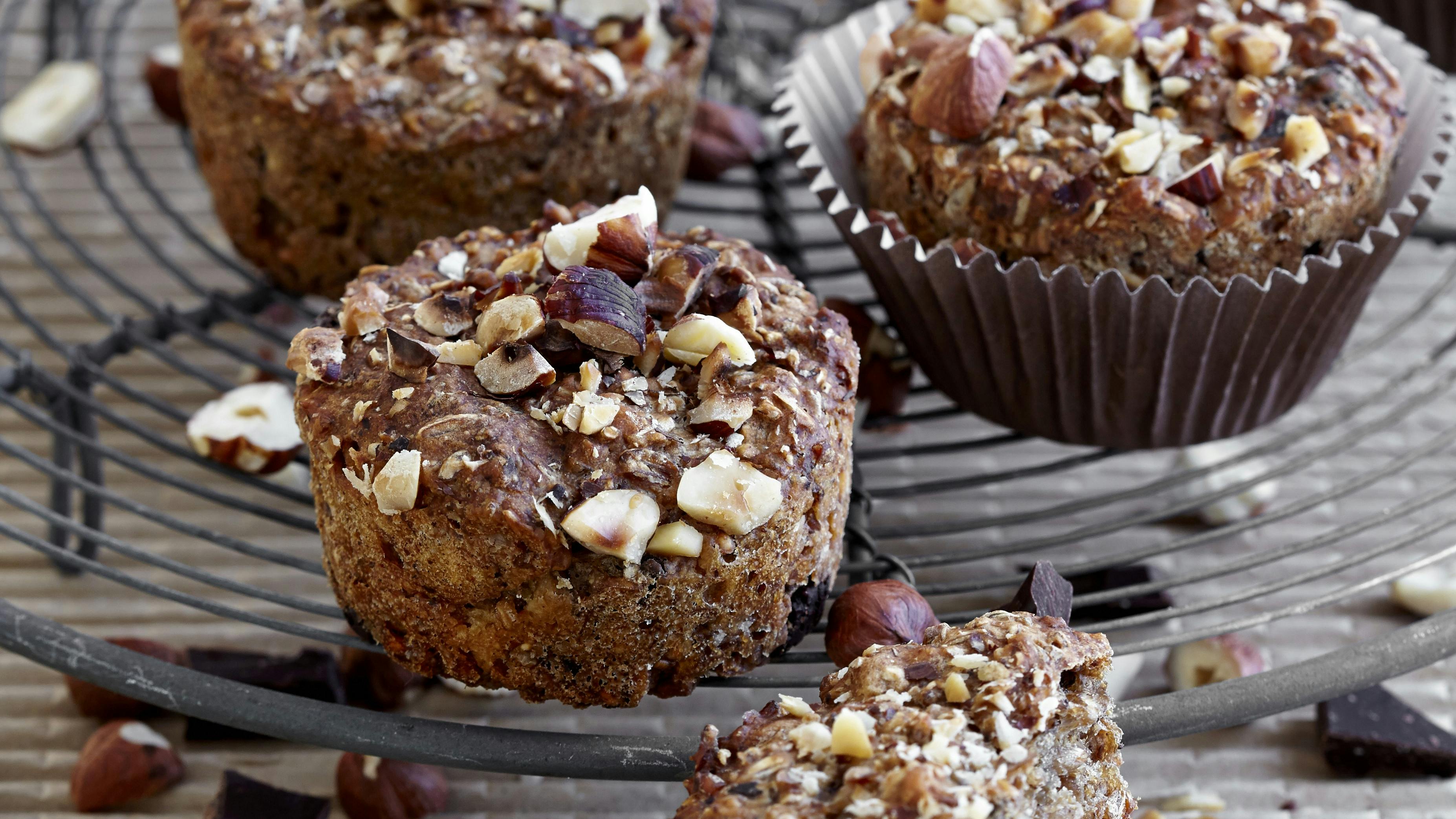 Rugboller med chokolade og nødder