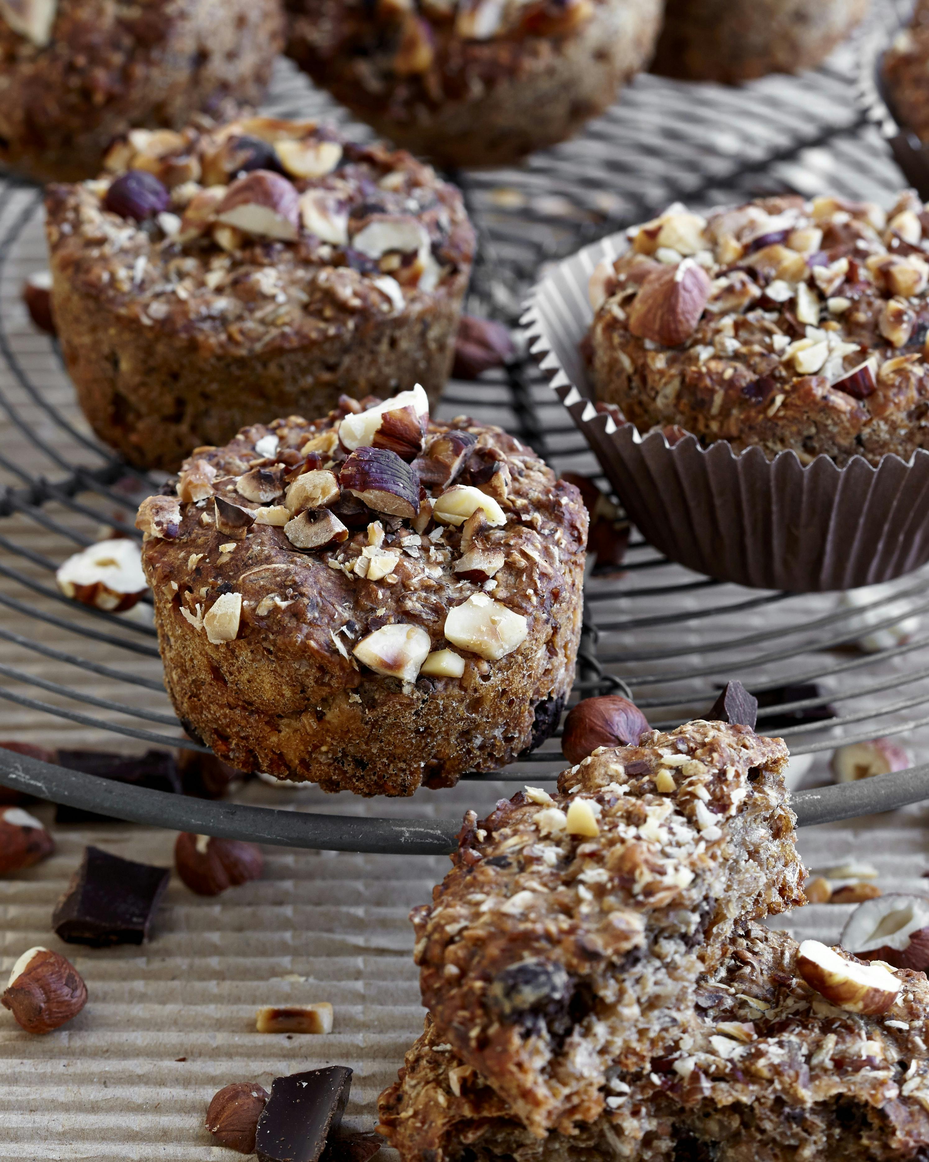 Rugboller med chokolade og nødder