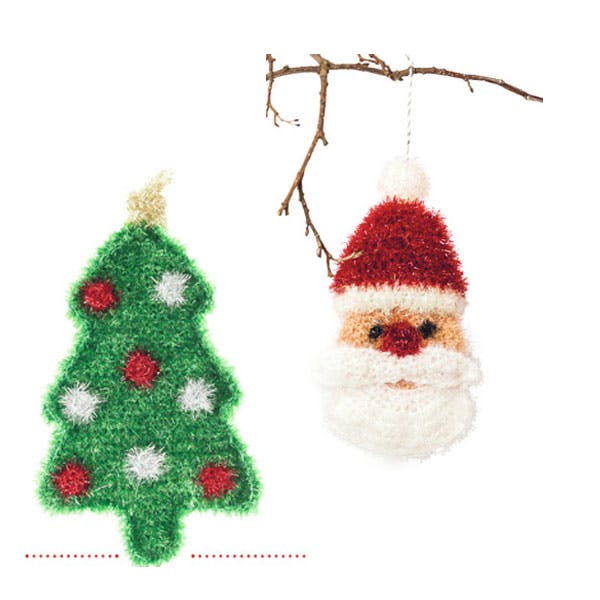 Hæklede skuresvampe- juletræ og julemand 