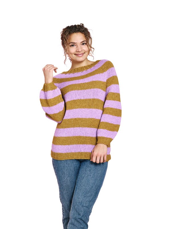 Strikkeopskrift: Stribet raglansweater