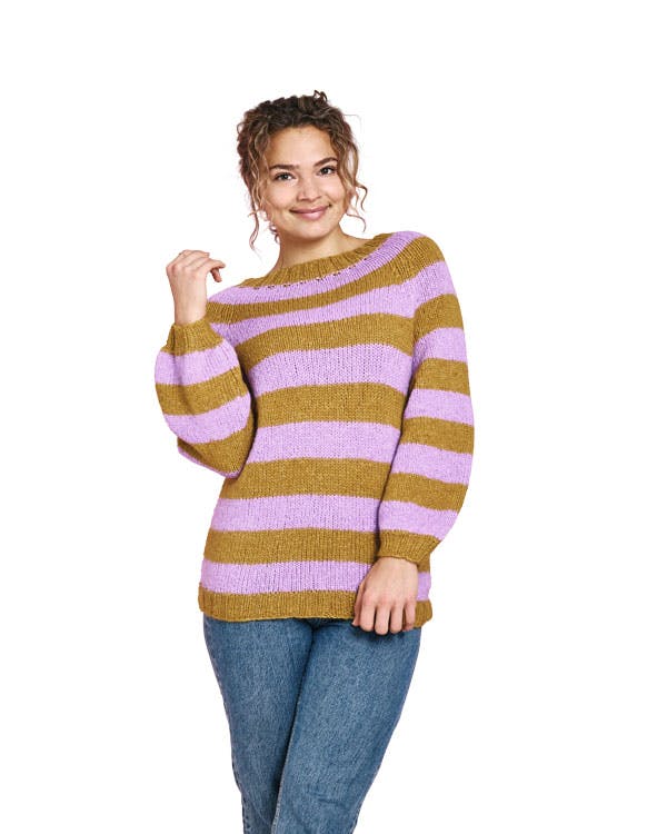 Strikkeopskrift: Stribet raglansweater