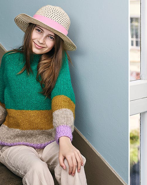 Strik: Sweater og vest til store piger