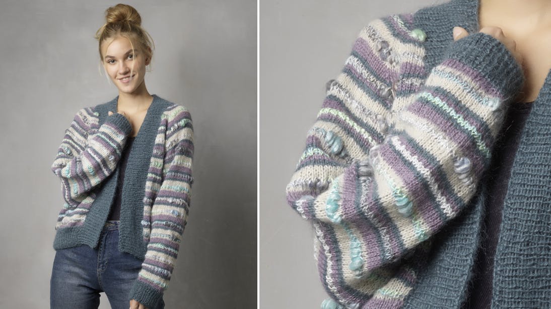 Strik: Stribet cardigan med struktur