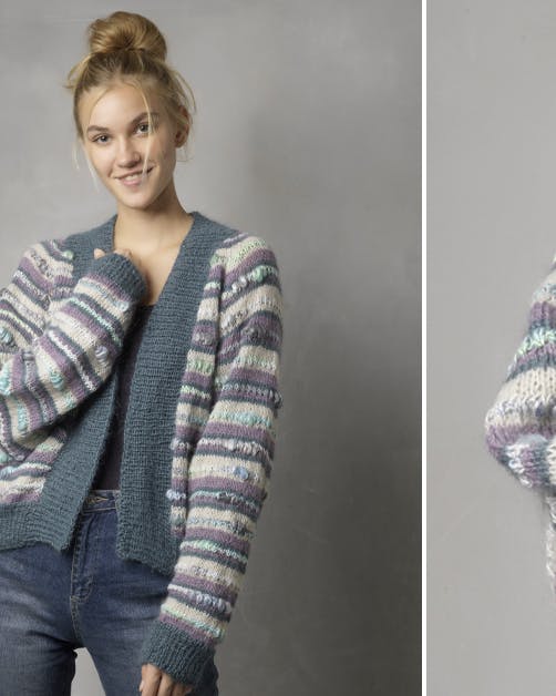 Strik: Stribet cardigan med struktur