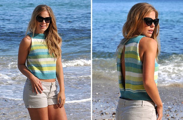 strik en sommertop med slids i ryggen