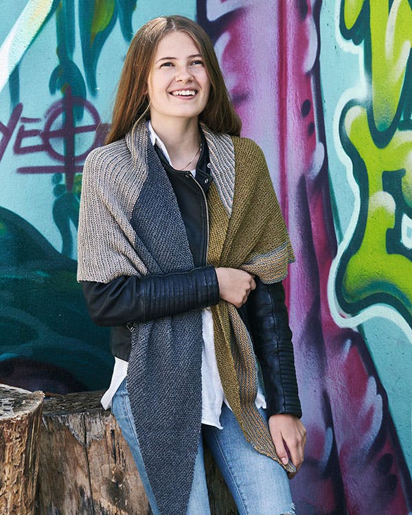 Strikkeopskrift på sjal med striber