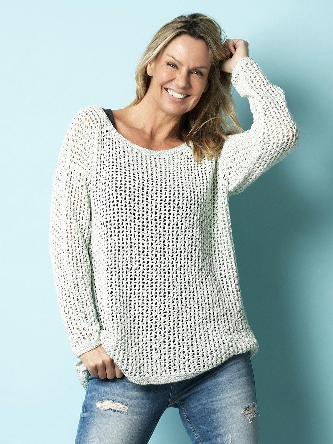 Strikkeopskrift: Sweater i netmasker