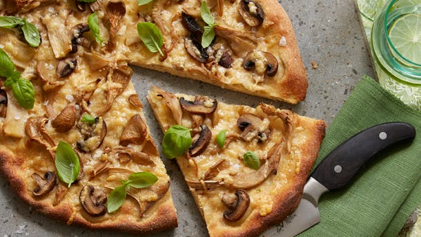 sprød svampepizza