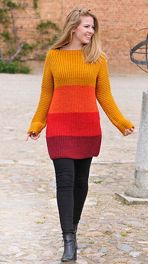 Strikkeopskrift: Kvinde i strikket sweater