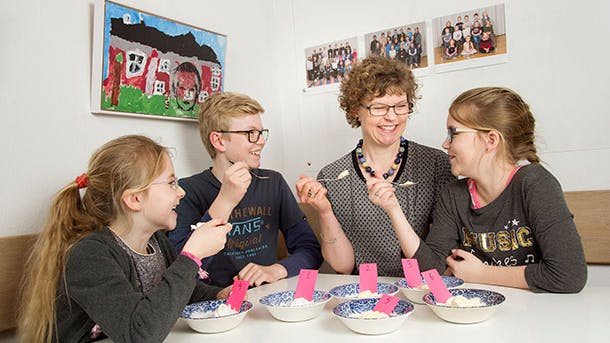 Testpanelet, der skal teste flødeis med vanilje