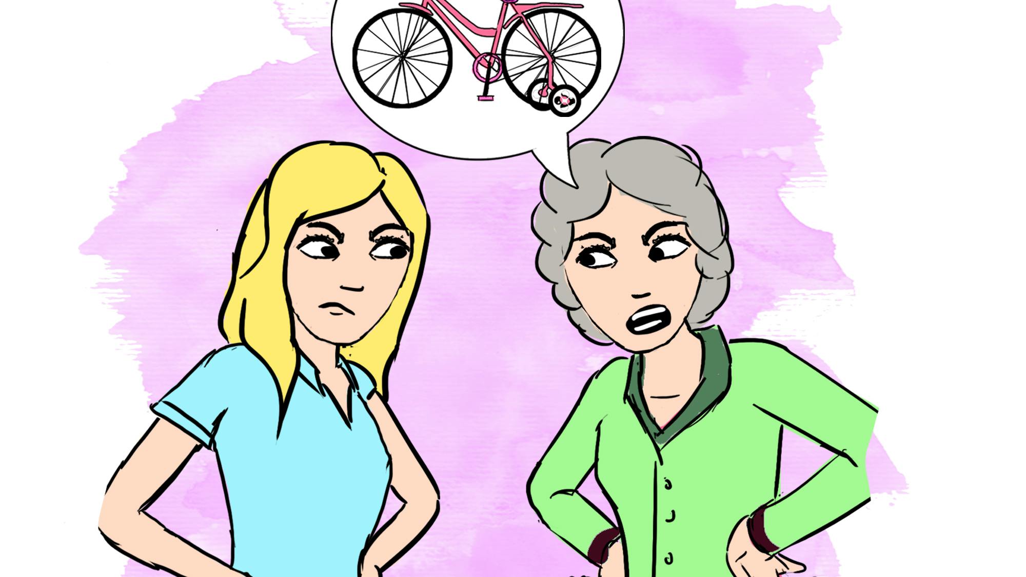 To kvinder er uenige om en cykel