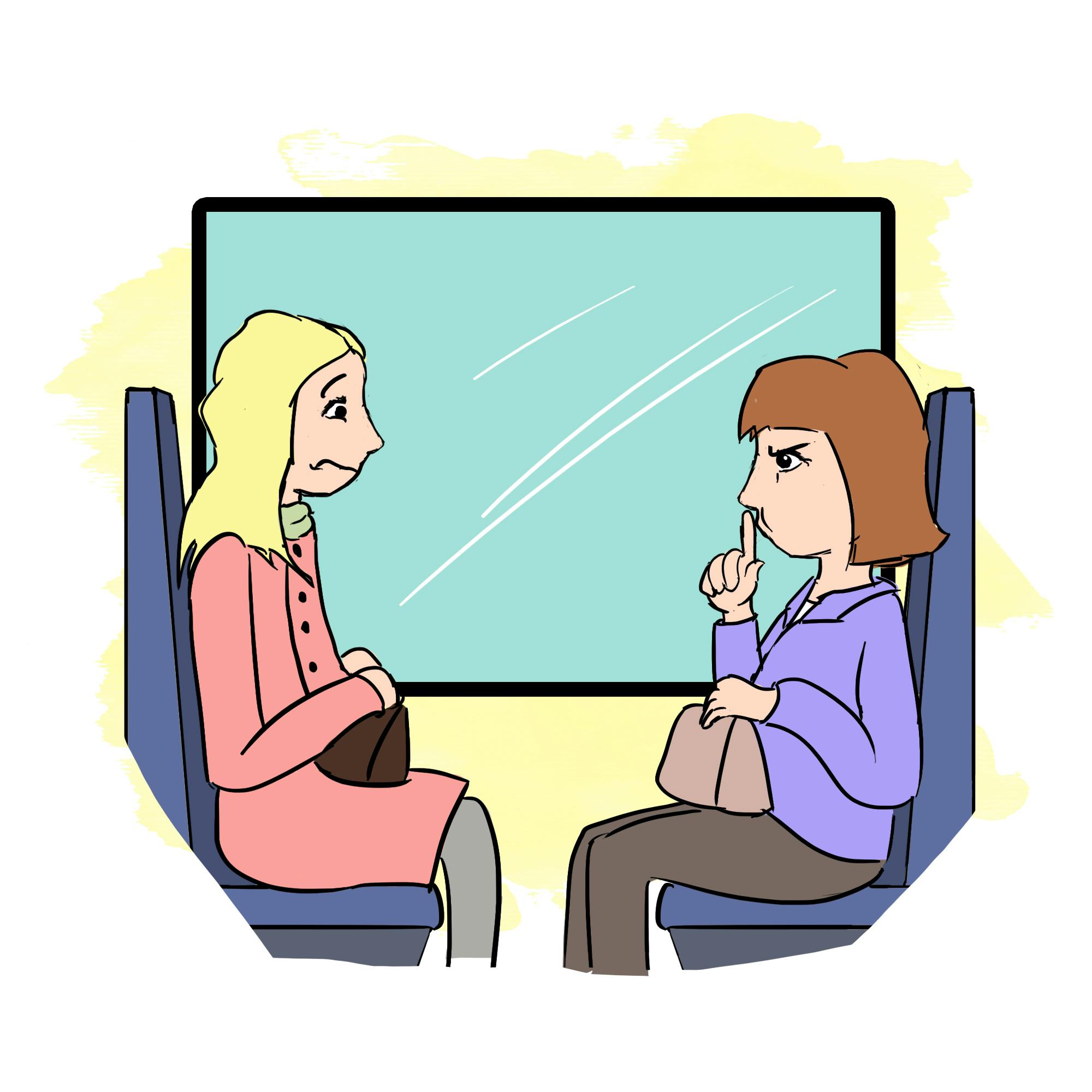 To kvinder der sidder i et tog.