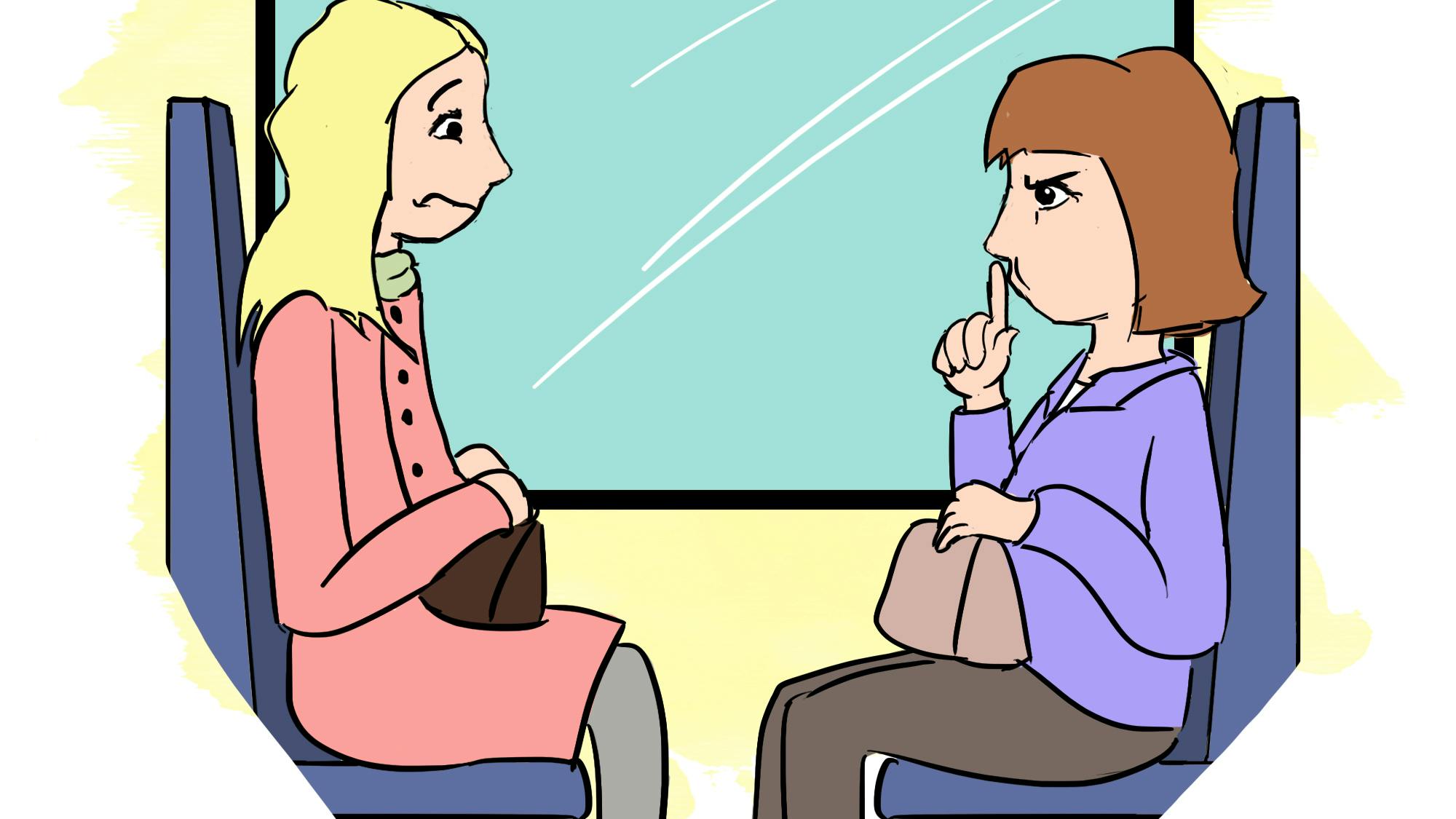 To kvinder der sidder i et tog.