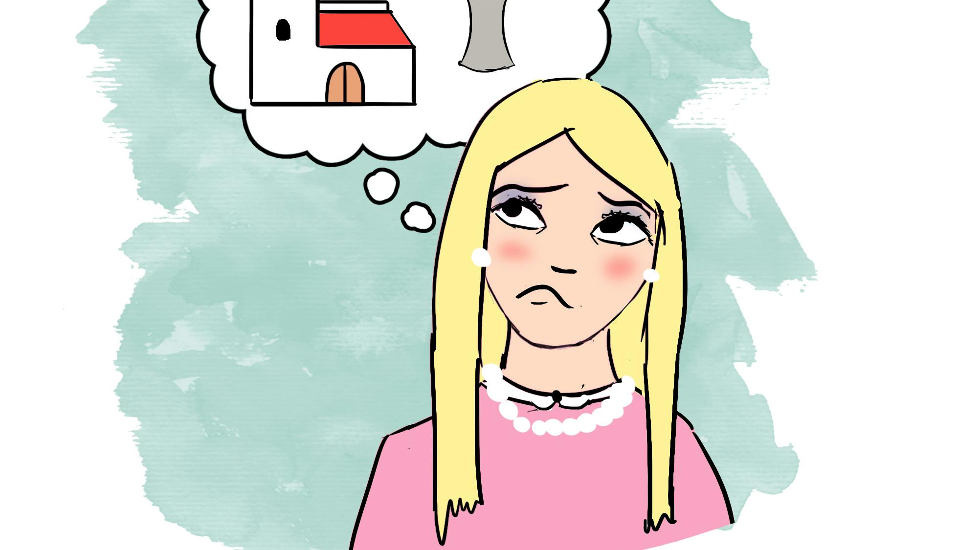 En kvinde der står og tænker.