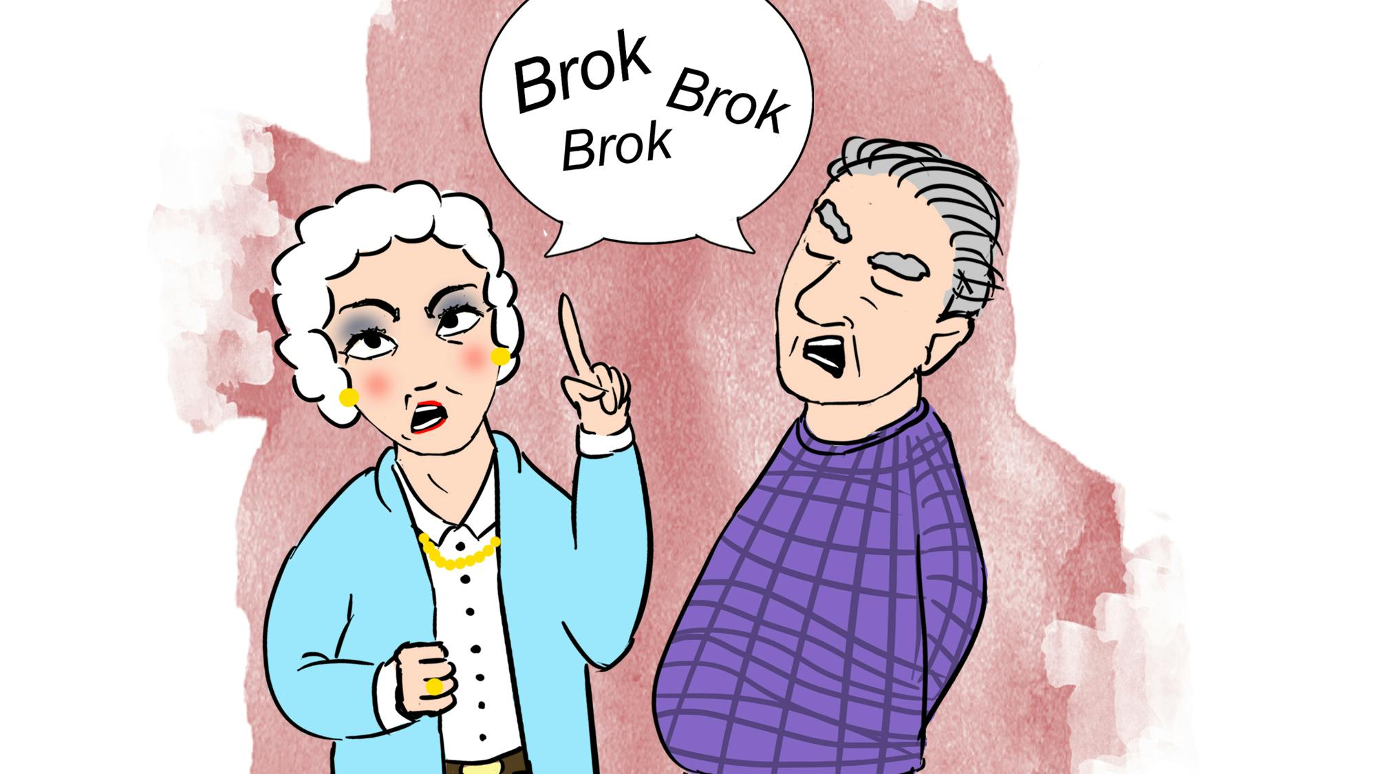 To ældre mennesker, der skælder ud