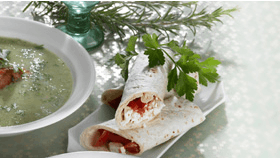 Bønnesuppe med rosmarin og fetafyldte wraps