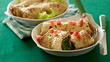 Fyldte sesam-pandekager med spinat