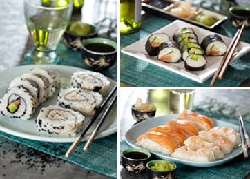 Forskelligt hjemmelavet sushi