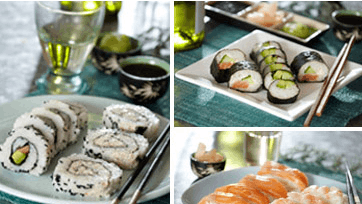 Forskelligt hjemmelavet sushi